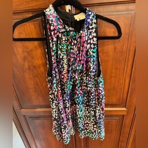 Kate Spade Silk Blend Metallic Dot Sleeveless Blouse in color Make Magic, sz L